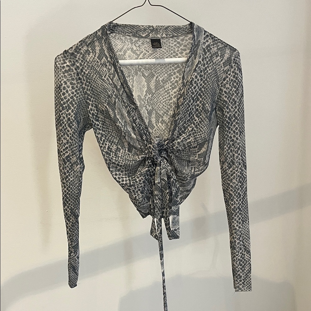 Only Hearts Gray Snakeskin Blouse